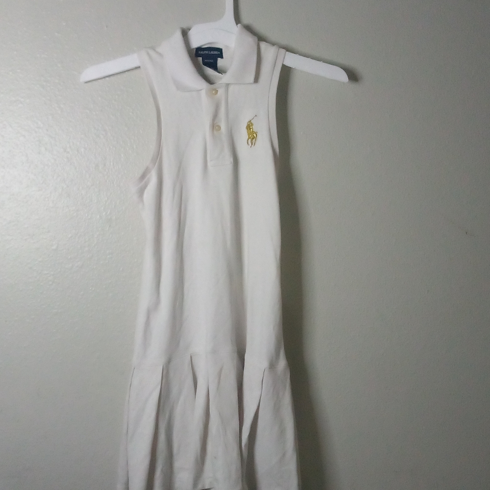 Ralph Lauren Cream Polo Dress with Gold Accent